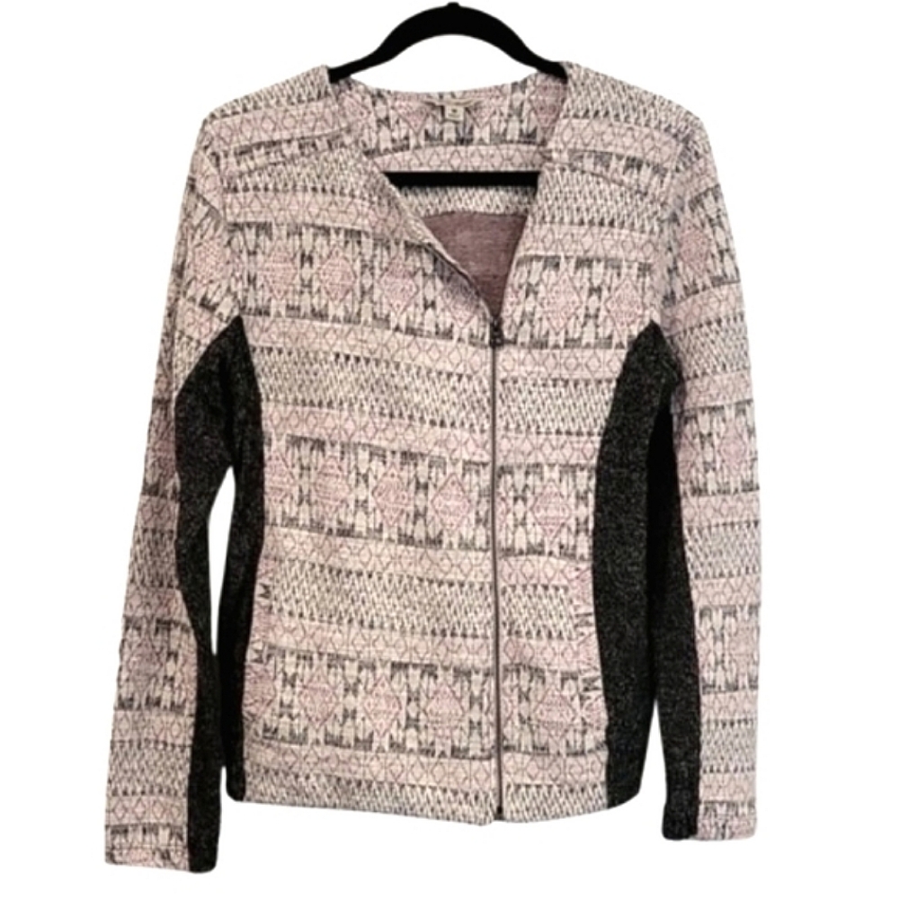 Lucky Brand Zip Sweater Cardigan soutwest asymmetrical fall size Medium